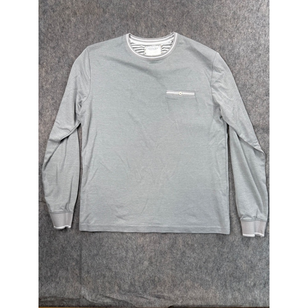 Cactus Man Ricky Singh Mens Gray Long Sleeve Layered Neck Pocket Shirt Size M